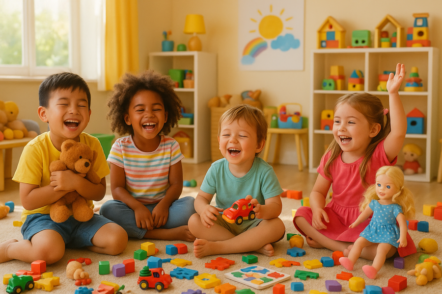 kids with toys