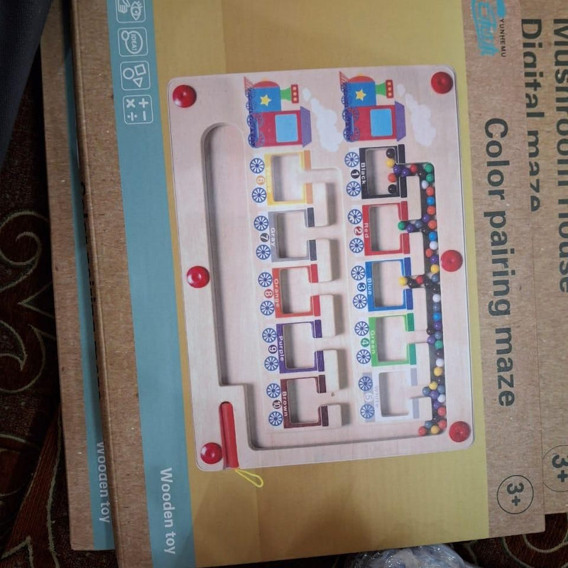 Magnetic Color & Number Maze Montessori Wooden Puzzle Game Board