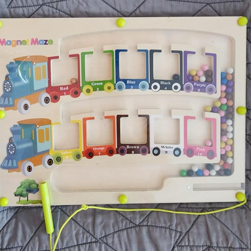 Magnetic Color & Number Maze Montessori Wooden Puzzle Game Board
